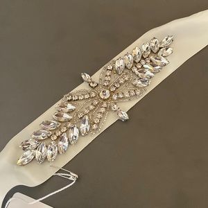 Bridal Belt Rhinestone White Ribbon Wedding Bridesmaid